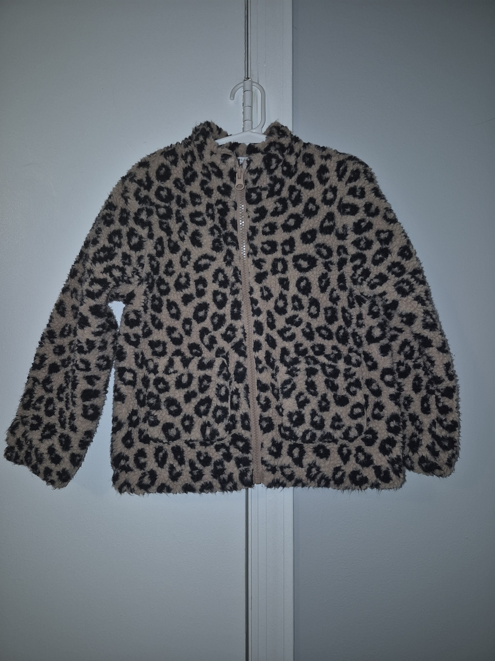 Primark Kids' Leopard Print Sherpa Jacket - Beige/Black Size 5/6 Years